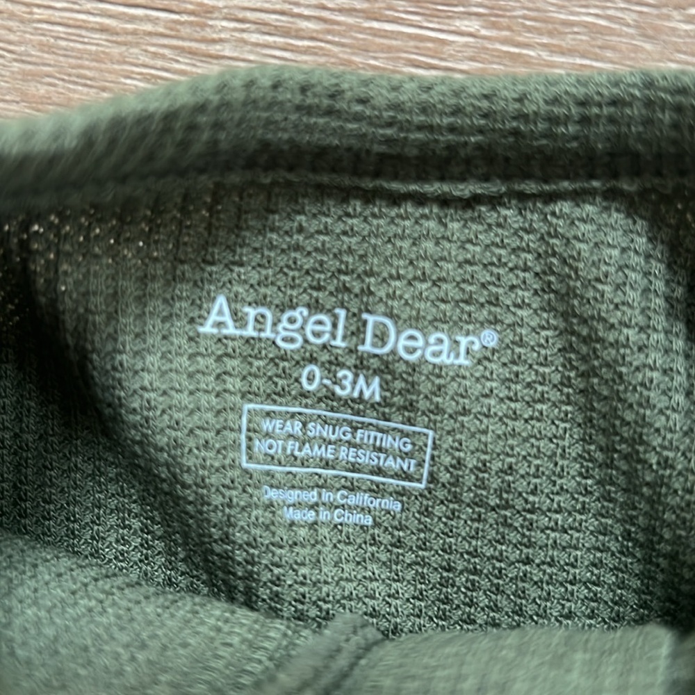 Angel Dear Thermal Waffle Coverall Romper 3-6 months Chive Olive - Picture 4 of 5